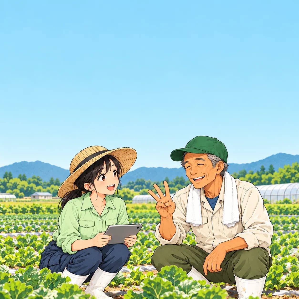 ゲンさんが指を3本立てて説明している